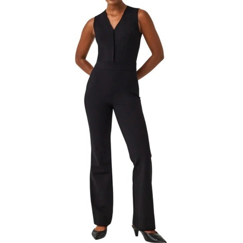 SPANX Black 1X Tall Perfect Sleeveless Wide Leg Jumpsuit Classic NWT Chic